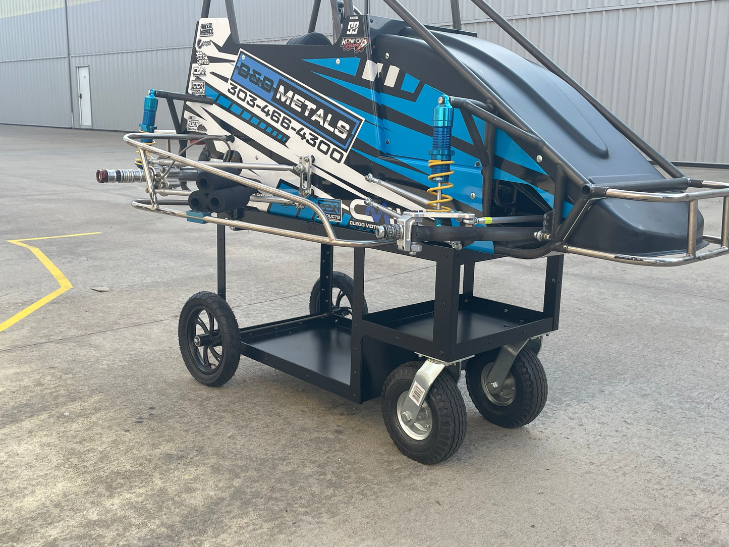 Aluminum, bolt together pit cart for 1/4 midgets